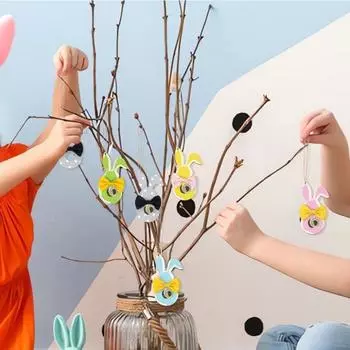 Держатель для денег в виде кролика, деревянный пасхальный держатель для денег, украшение для подвешивания карт, вырезанный кролик, украшение для подарка наличными жёлтый