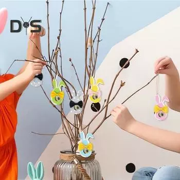 Держатель для денег в виде кролика, деревянный пасхальный держатель для денег, украшение для подвешивания карт, вырезанный кролик, украшение для подарка наличными синий