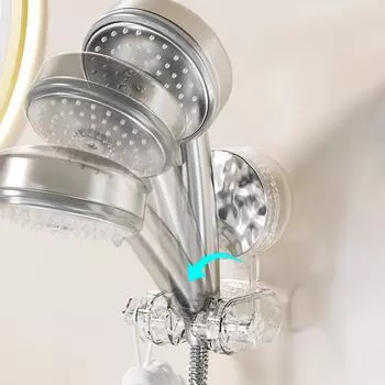 Держатель для душа на присоске, непробиваемый держатель для душа для дома, подвижный, регулируемый держатель для душевой лейки 2set прозрачный/серебряный