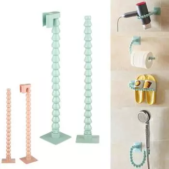 Держатель для душевой лейки, клейкая вешалка для полотенец, органайзер для ванной комнаты, стойка без сверления, вешалка для мяча для ванны, аксессуары для хранения в ванной комнате B розовый