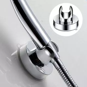 Держатель для душевой лейки Настенный противоскользящий Не требующий перфорации Большая несущая способность Съемная гальваническая универсальная основа для крепления душевой лейки для ванной комнаты серебряный