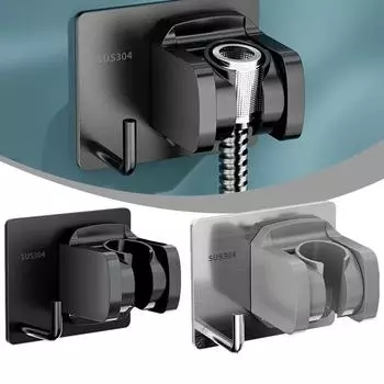 Держатель для душевой лейки Регулируемый держатель для душевой лейки Подставка для душа Самоклеящийся кронштейн для настенного крепления Аксессуары для ванной комнаты чёрный