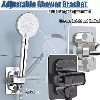 Держатель для душевой лейки Регулируемый настенный держатель для душа Самоклеящаяся насадка для душа Ручной кронштейн Аксессуары для ванной комнаты чёрный