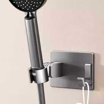 Держатель для душевой лейки с крючком, без сверления, зажим для держателя душа, сменный вращающийся держатель для распылителя для ванной комнаты, универсальный держатель для душа серый