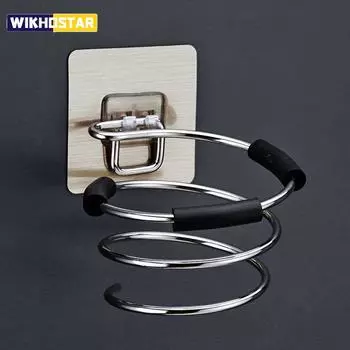 Держатель для фена для ванной комнаты, домашний органайзер, клейкий настенный держатель для ногтей, наклейки без следов, уход за волосами, стеллаж для хранения фена With Rubber band