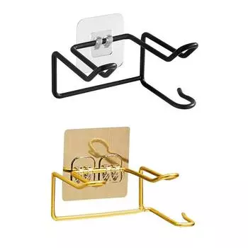 Держатель для фена из нержавеющей стали, настенный держатель для фена для ванной комнаты, монтаж без проколов, ленивый кронштейн для фена для туалета 1PCS золотой