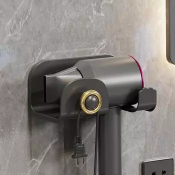 Держатель для фена, настенная подставка для сушилки без сверления, пластиковый органайзер для фена, ящик для хранения, держатель для туалетного вентилятора, полка для ванной комнаты белый