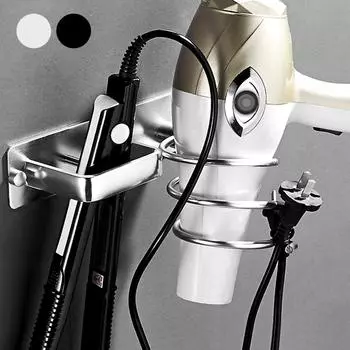 Держатель для фена, настенная стойка для фена, органайзер для инструментов по уходу за волосами и укладке, корзина для хранения в спальне и ванной комнате, аксессуары серебряный