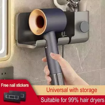 Держатель для фена, настенный держатель для фена с ящиком для хранения, органайзер для фена, полка для ванной и туалета