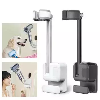 Держатель для фена, настенный фен без сверления, 2025, настенная полка, ленивая, монтируется на стойку G0K4 Black-1pcs