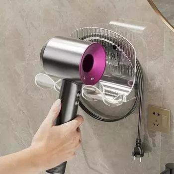 Держатель для фена Настенный монтаж Простая установка Компактный влагостойкий сверхмощный органайзер для хранения в ванной комнате