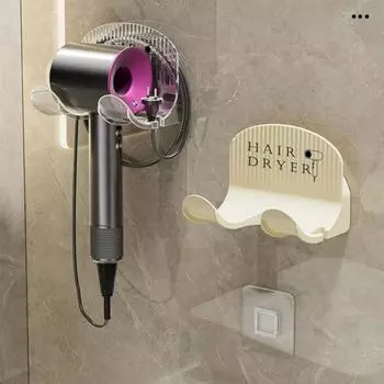 Держатель для фена Настенный монтаж Простая установка Компактный влагостойкий сверхмощный органайзер для хранения в ванной комнате белый