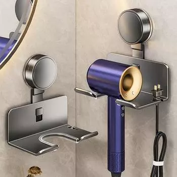 Держатель для фена, настенный, с присоской, без сверления, самоклеящийся, органайзер для выпрямителя волос, полка для фена Dyson