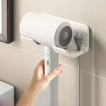 Держатель для фена, настенный выпрямитель для волос, фен, подставка для волос, органайзер для ванной комнаты, полки, самоклеящаяся пластиковая стойка для хранения чёрный