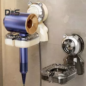 Держатель для фена с прочной присоской, прочная несущая способность, простая установка, органайзер для инструментов для укладки волос, настенное крепление для фена серый