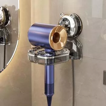 Держатель для фена с прочной присоской, прочный, выдерживающий большую нагрузку, простой в установке серый