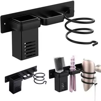 Держатель для фена, стойка для хранения щипцов для завивки, термостойкое настенное крепление для ванной комнаты, держатель для фена для ванной комнаты A