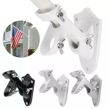 Держатель для флагштока, настенное крепление, кронштейн для флагштока, 2 позиции, алюминиевый сплав, крепление для флагштока диаметром 1 дюйм, декор для крыльца чёрный