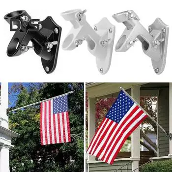 Держатель для флагштока, настенное крепление, кронштейн для флагштока, 2 позиции, алюминиевый сплав, крепление для флагштока диаметром 1 дюйм, декор для крыльца белый