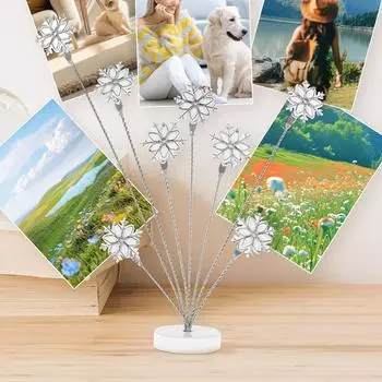 Держатель для фото снежинки на елку, зажим для бумажных заметок, фотодисплей, 8 веток, держатель для подарочных карт из нержавеющей стали