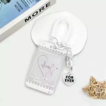Держатель для фотокарт Chic Idol с ремешком SweetHeart Style, чехол для фотокарты для друзей семьи, удостоверение личности, автобус, защитный чехол для карты 10.8*6.5cm белый