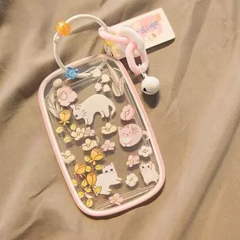 Держатель для фотокарт Kpop Idol Kawaii, мультяшный кот, семейный друг, органайзер для фотографий, мягкий силиконовый держатель для студенческих карточек в виде автобуса, студенческий