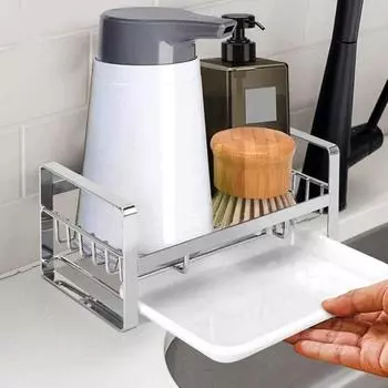 Держатель для губки, антикоррозийные кухонные принадлежности, прочная конструкция, аксессуары для кухонной мойки, сливная полка, полезная проветривание, без удара чёрный