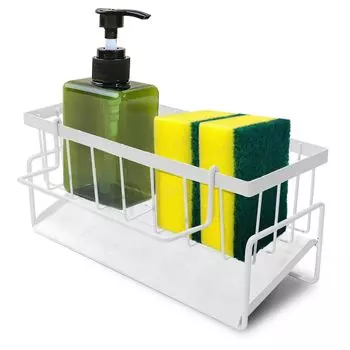 Держатель для губки для кухонной мойки YOKELLMUX Держатель для губки Подставка для губки Держатель для моющего средства Держатель скребка для кухонного хранения Водопроводная нержавеющая сталь