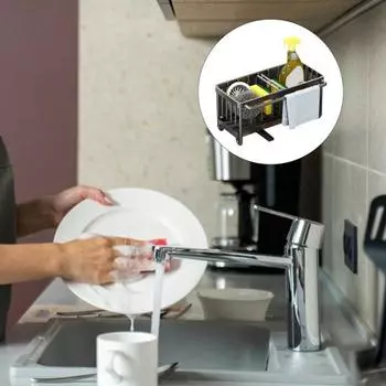 Держатель для губки для кухонной раковины Caddy, устойчивый к коррозии, органайзер для кухонной раковины, щетка A чёрный