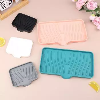 Держатель для губки для кухонной раковины, силиконовая мыльница, держатель для мыла, самоосушающаяся противоскользящая полка для хранения, принадлежности для ванной комнаты S зелёный