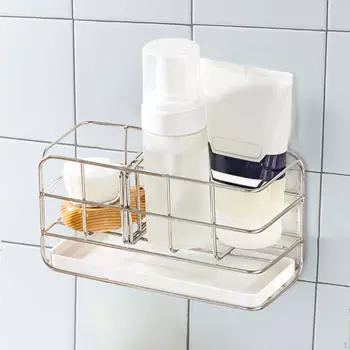 Держатель для губки для раковины, полка для хранения кистей, органайзер для ванной комнаты, кухня, нержавеющая сталь