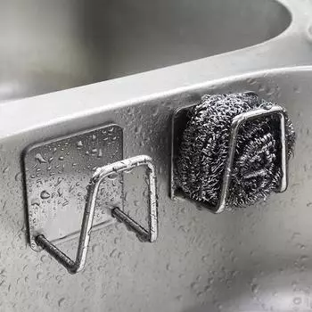 Держатель для губки из нержавеющей стали для мойки, самоклеящиеся кухонные губки, полки для хранения, настенные крючки, держатели для тряпок для посуды