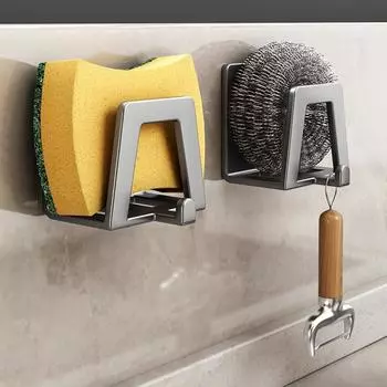 Держатель для губки из нержавеющей стали, самоклеящиеся стеллажи для сушки раковины, губки, полка, кухонные настенные крючки для хранения, держатели, органайзер