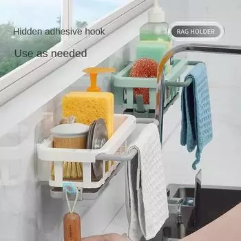Держатель для губки, кухонный органайзер, сушилка для посуды, полка для мыла, поднос для раковины, вешалка для полотенец, настенная корзина для хранения, полка для кухни зелёный