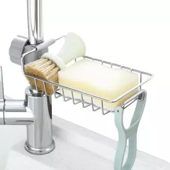 Держатель для губки, полка для хранения крана, сушилка для сушки, кухонный органайзер серебряный