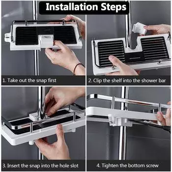 Держатель для хранения душа Съемный без сверления Поднос для шампуня Подставка Плавающая полка Пластик Назначение Стена Предметы домашнего обихода Органайзер для ванной комнаты