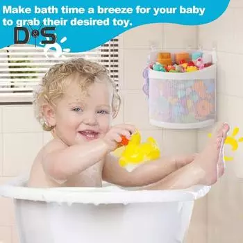 Держатель для хранения игрушек для ванной, сетчатая полка для душа, большая вместимость, простая установка, органайзер для игрушек для ванной, корзина для игрушек для душа белый