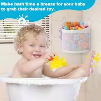 Держатель для хранения игрушек для ванной, сетчатая полка для душа, большая вместимость, простая установка, органайзер для игрушек для ванной, корзина для игрушек для душа белый