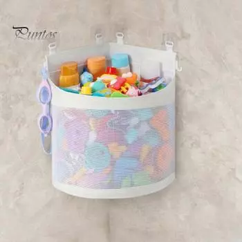 Держатель для хранения игрушек для ванной, сетчатая полка для душа, большая вместимость, простая установка, органайзер для игрушек для ванной, корзина для игрушек для душа белый