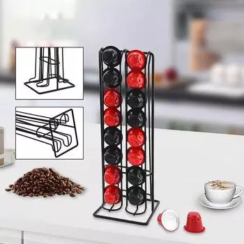 Держатель для хранения кофейных капсул из нержавеющей стали, двойные кофейные капсулы, подставка для домашнего хранения, черные полки