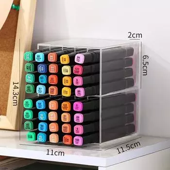 Держатель для хранения маркеров, большая емкость, 40 слотов, прозрачная пластиковая коробка с разделителем, цветной художественный маркер, держатель для ручки, настольный органайзер для маркеров