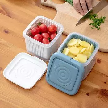 Держатель для хранения многоцелевой двухслойный PP кухонный дренажный дизайн держатель для еды для дома L белый