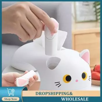 Держатель для хранения, настольный декор, износостойкий, в форме кошки, украшение для дома, скандинавский стиль, широкое горлышко, симпатичный контейнер для туалетной бумаги чёрный