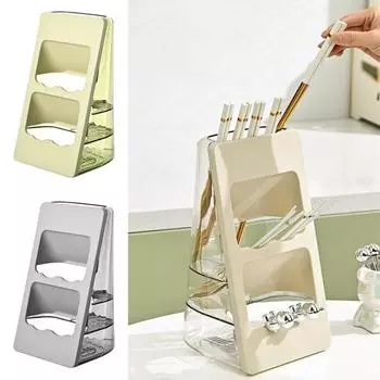 Держатель для хранения палочек для еды, многослойный дренаж, многофункциональная столешница, ложка, вилка, резак, стеллаж для хранения столовых приборов, кухонные принадлежности зелёный