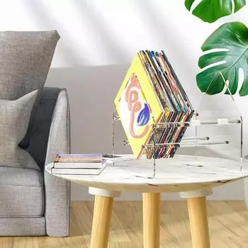 Держатель для хранения пластинок, стойки для компакт-дисков, большая емкость, стойка для дисплея, прозрачный акриловый современный настольный стеллаж, держатель для хранения пластинок для дома прозрачный