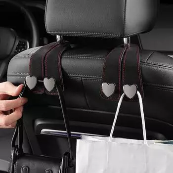 Держатель для хранения с двойным крючком на спинке автомобильного сиденья, прочный несущий износостойкий универсальный скрытый многофункциональный крючок для подголовника чёрный