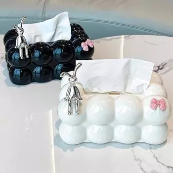 Держатель для хранения салфеток Большая вместимость Пружинный дизайн Простая в использовании роскошная домашняя папиросная бумага A чёрный