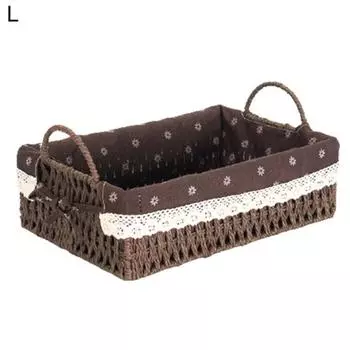 Держатель для хранения тонкой работы с ручкой, 3 цвета, портативная многофункциональная корзина для хранения фруктов для дома L кофейный