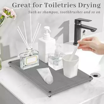 Держатель для хранения туалетных принадлежностей, быстросохнущий коврик с нескользящими ножками из нержавеющей стали для домашней ванной комнаты темно-серого