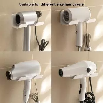 Держатель для хранения в ванной комнате Держатель для фена Настенная полка Полка для ванной Полки для хранения Полки для аксессуаров Кронштейн для щетки для волос чёрный